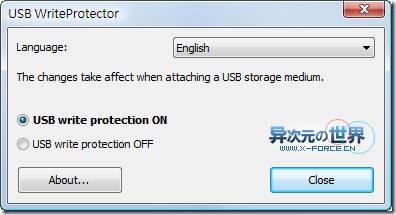 USB WriteProtector 为你的U盘、移动硬盘等增加写保护功能，防止文件误删或病毒感染